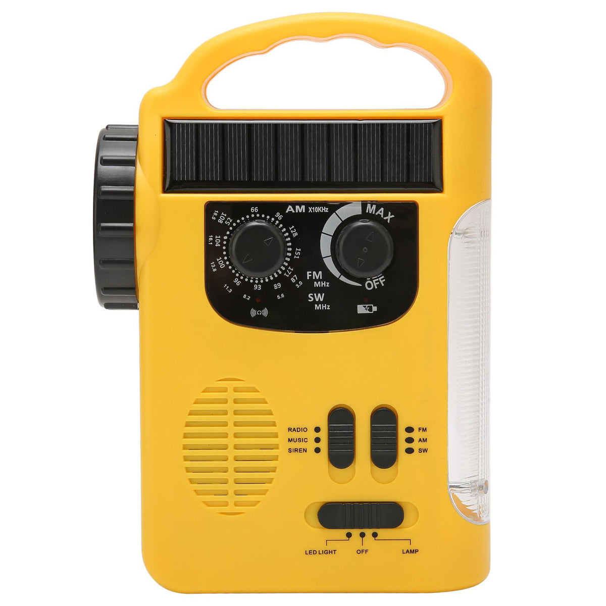 Hand Crank Solar Radio AM FM SW Emergency Radio with LED Flashlight Reading Light MP3 Player for Outdoor CampingYellow