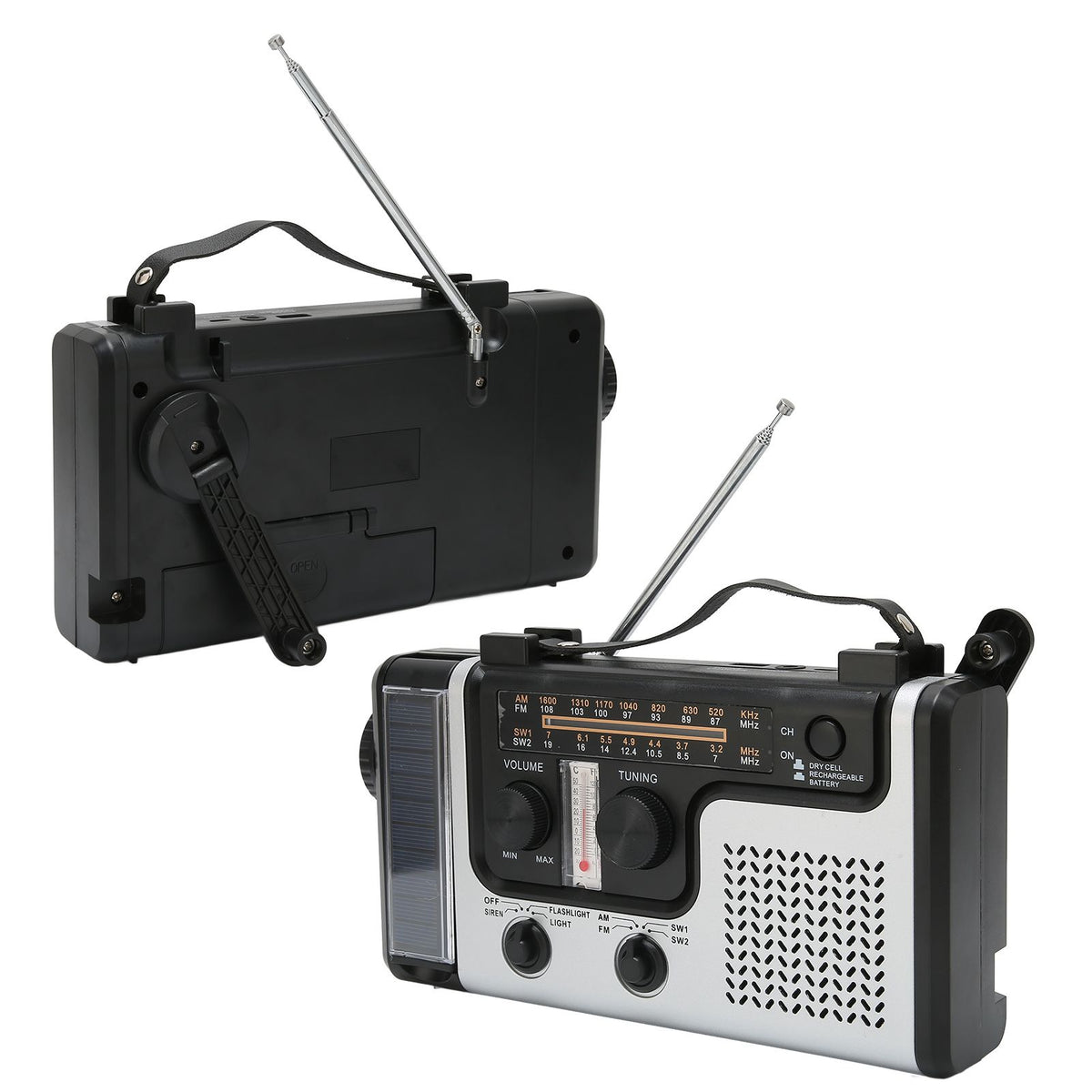 LED Hand Crank Radio AM FM SW Solar Dynamo Outdoor Emergency Radio with Portable Flashlight