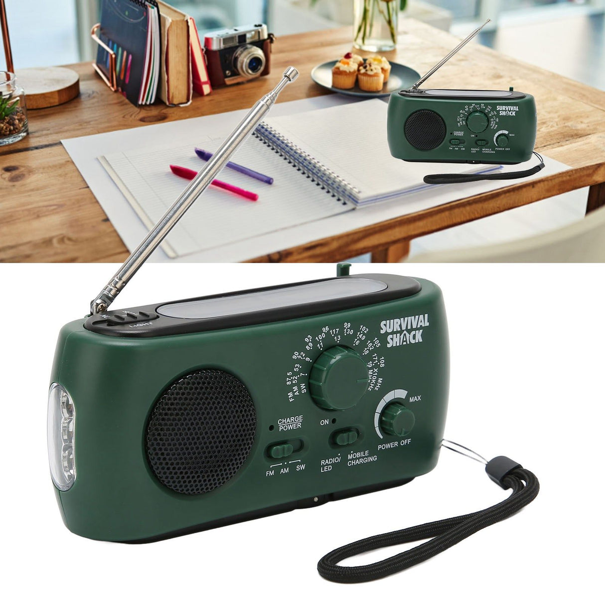 Hand Crank Radio Portable Practical LED Torch Outdoor Multi Band AM/FM/SW Solar Hand Crank Weather Radio