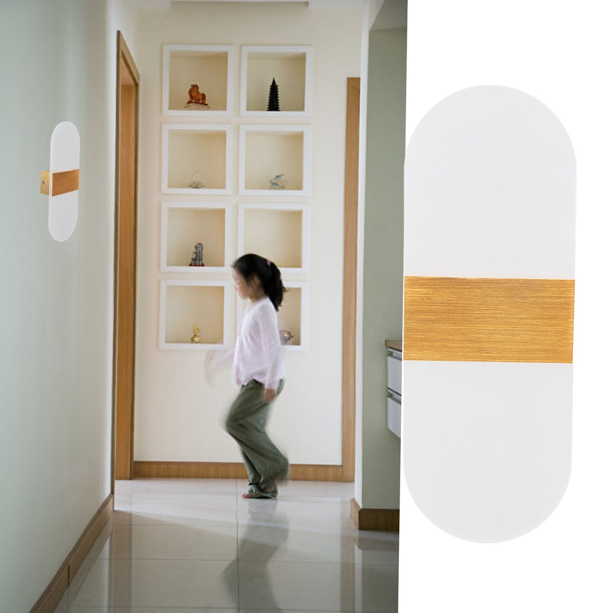 LED Wall Light Acrylic 360° Up Down 6W Warm Modern Wall Lamp for Hallway Bedroom Restaurant 90‑265V Gold