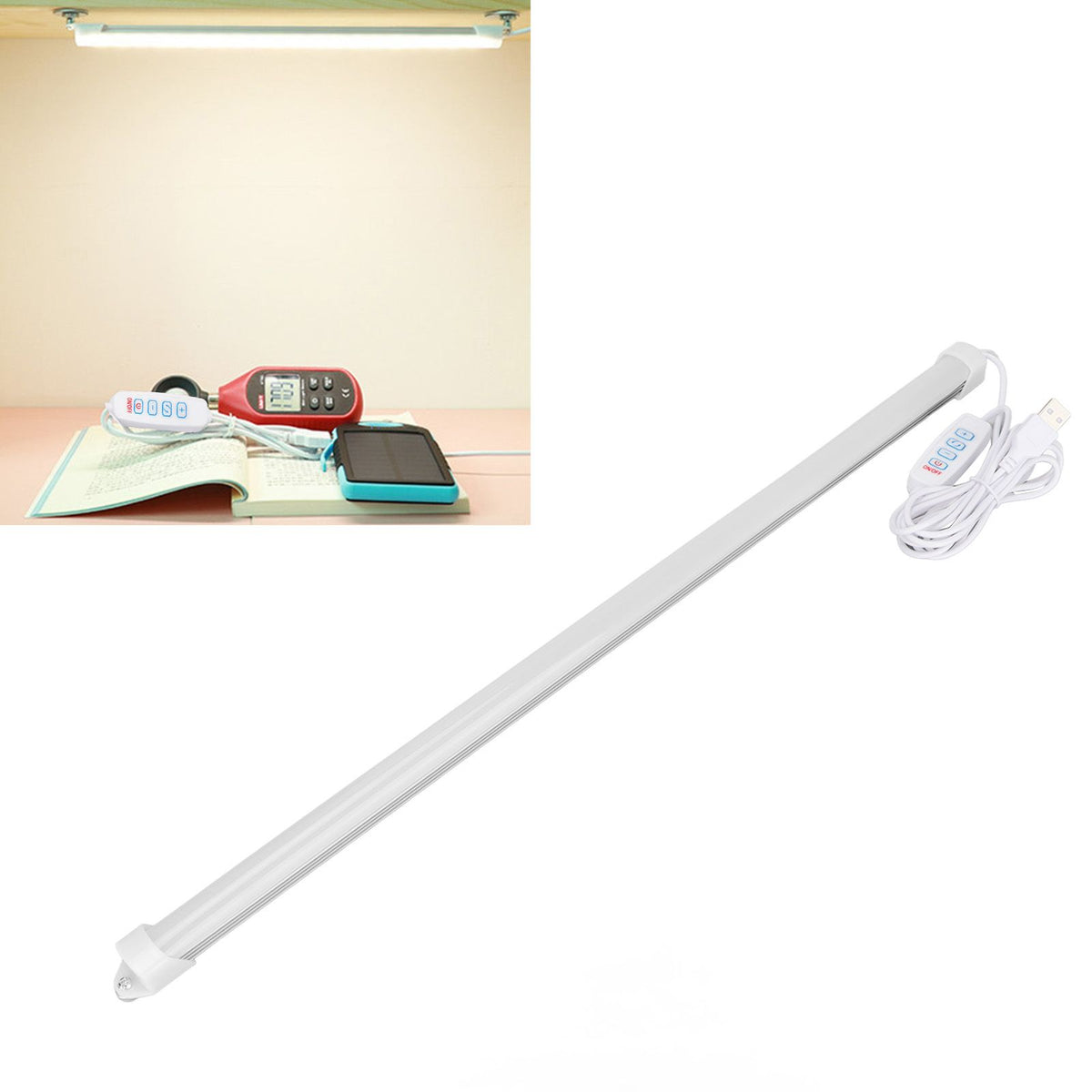 Under Cabinet Light USB Plug in Dimmable Eye Protection 3 Colors LED Counter Bar Lamp for Dormitory Bedroom Desk