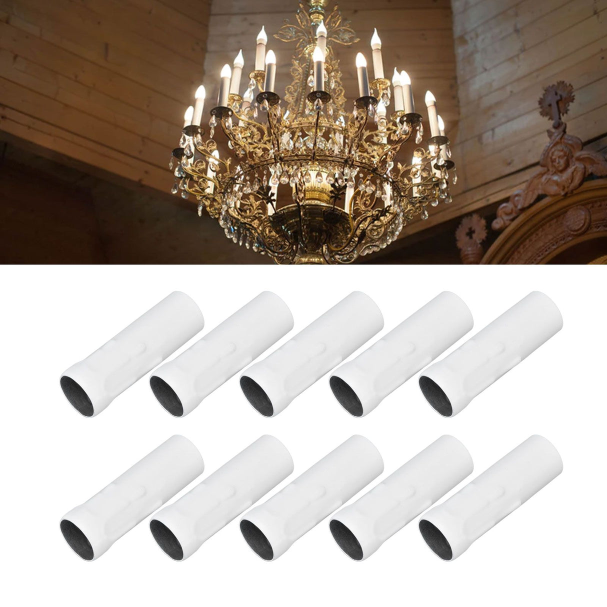 10Pcs E14 Metal Tube for Candle Lamp Holder Lamp Base Lighting Accessories 25x80mm White