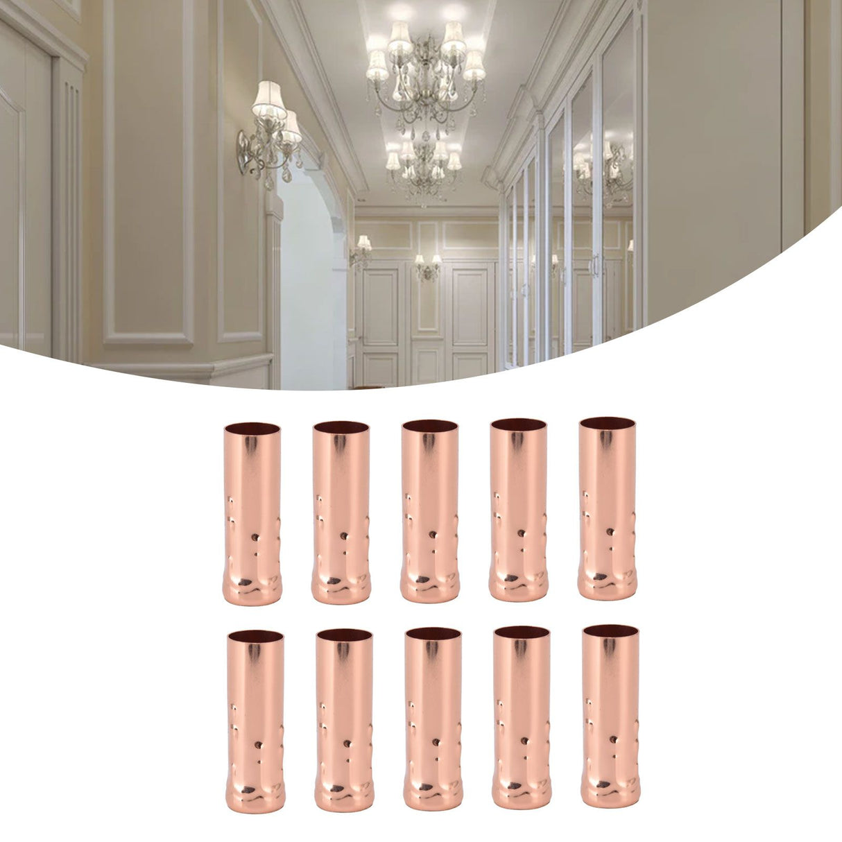 10Pcs E14 Metal Tube for Candle Lamp Holder Lamp Base Lighting Accessories 25x80mm Rose Gold