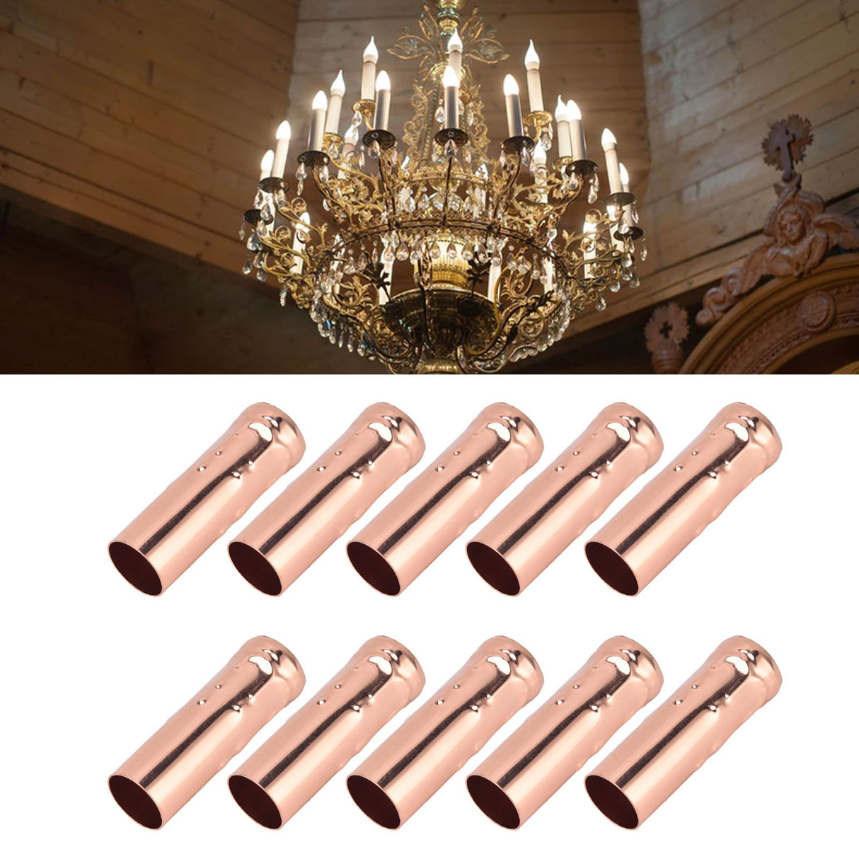 10Pcs E14 Metal Tube for Candle Lamp Holder Lamp Base Lighting Accessories 25x80mm Rose Gold