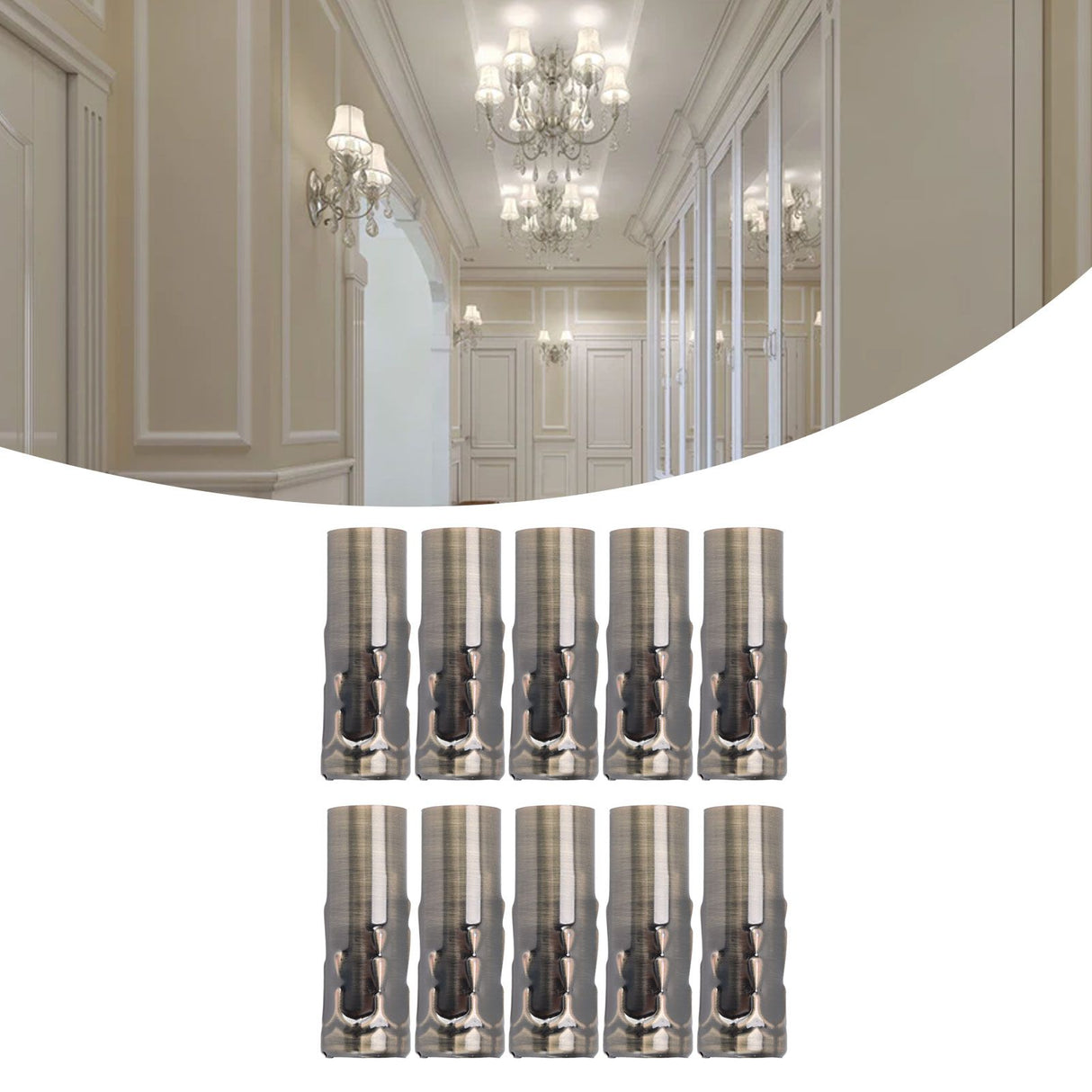 10Pcs E14 Metal Tube for Candle Lamp Holder Lamp Base Lighting Accessories 25x80mm Bronze