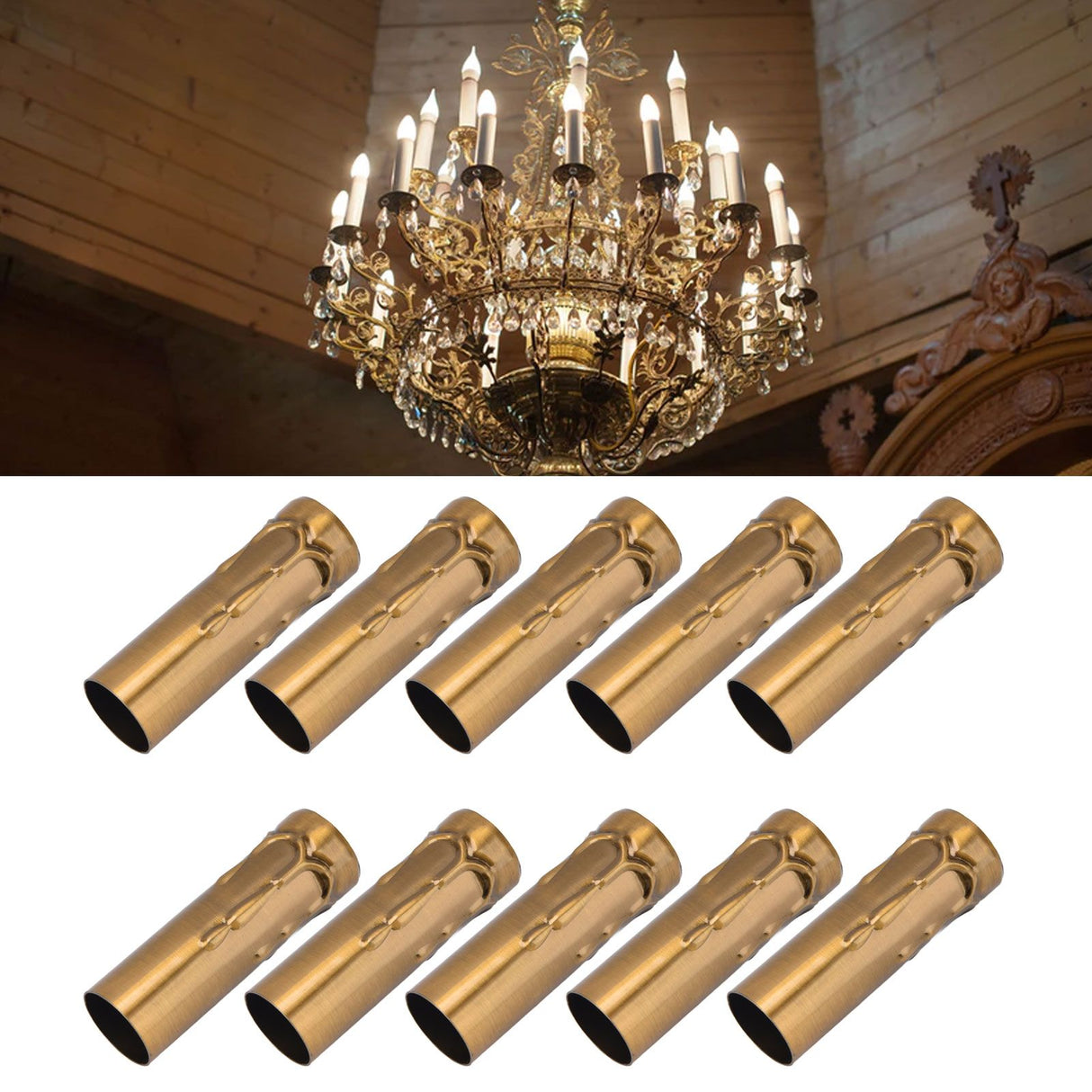 10Pcs E14 Metal Tube for Candle Lamp Holder Lamp Base Lighting Accessories 25x80mm Gold Bronze