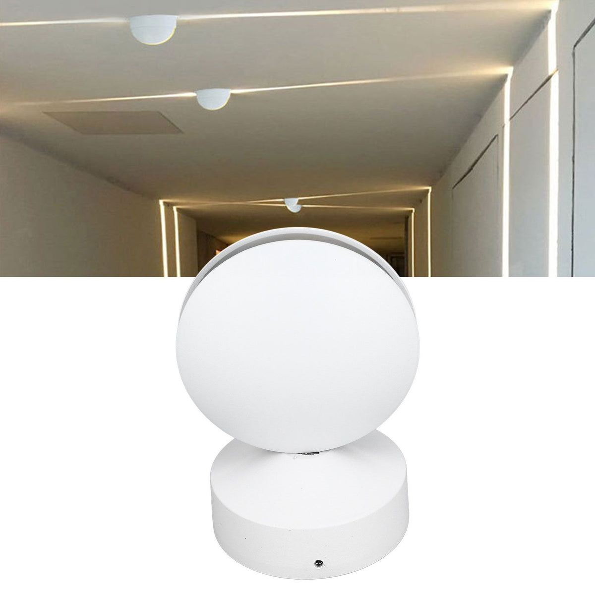 10W LED Wall Lamp Round 360° Glowing Window Sill Lamp for Hallway Aisle Corridor Living Room AC85‑265V White Light