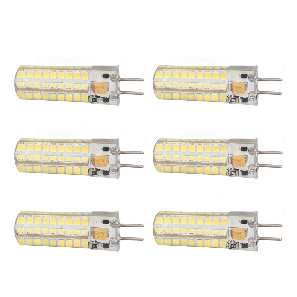 6Pcs GY6.35 LED Bulb 7W AC DC12V 700lm 72 LEDs 360 Degree LED Corn Light Bulb for Pendant Lamps Ceiling Lamps White Light(6000K-6500K)