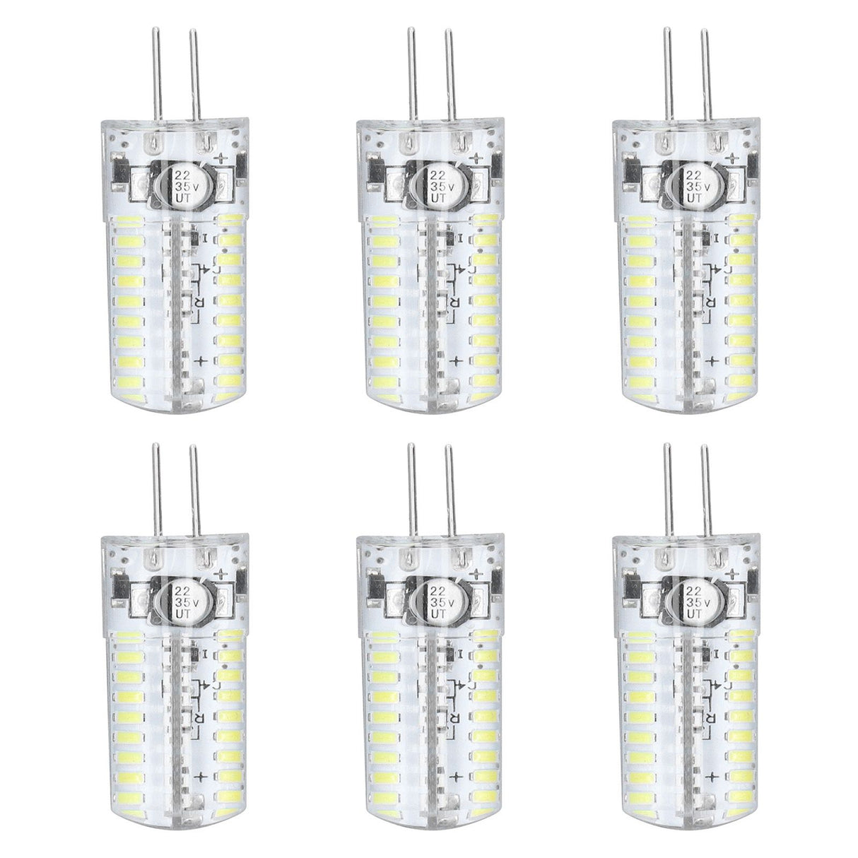 6 Pcs G4 LED Bulbs Bi Pin Base Light Bulbs 5W LED Corn Bulbs for Landscape Lighting Home Lighting Pure White 6000-6500K