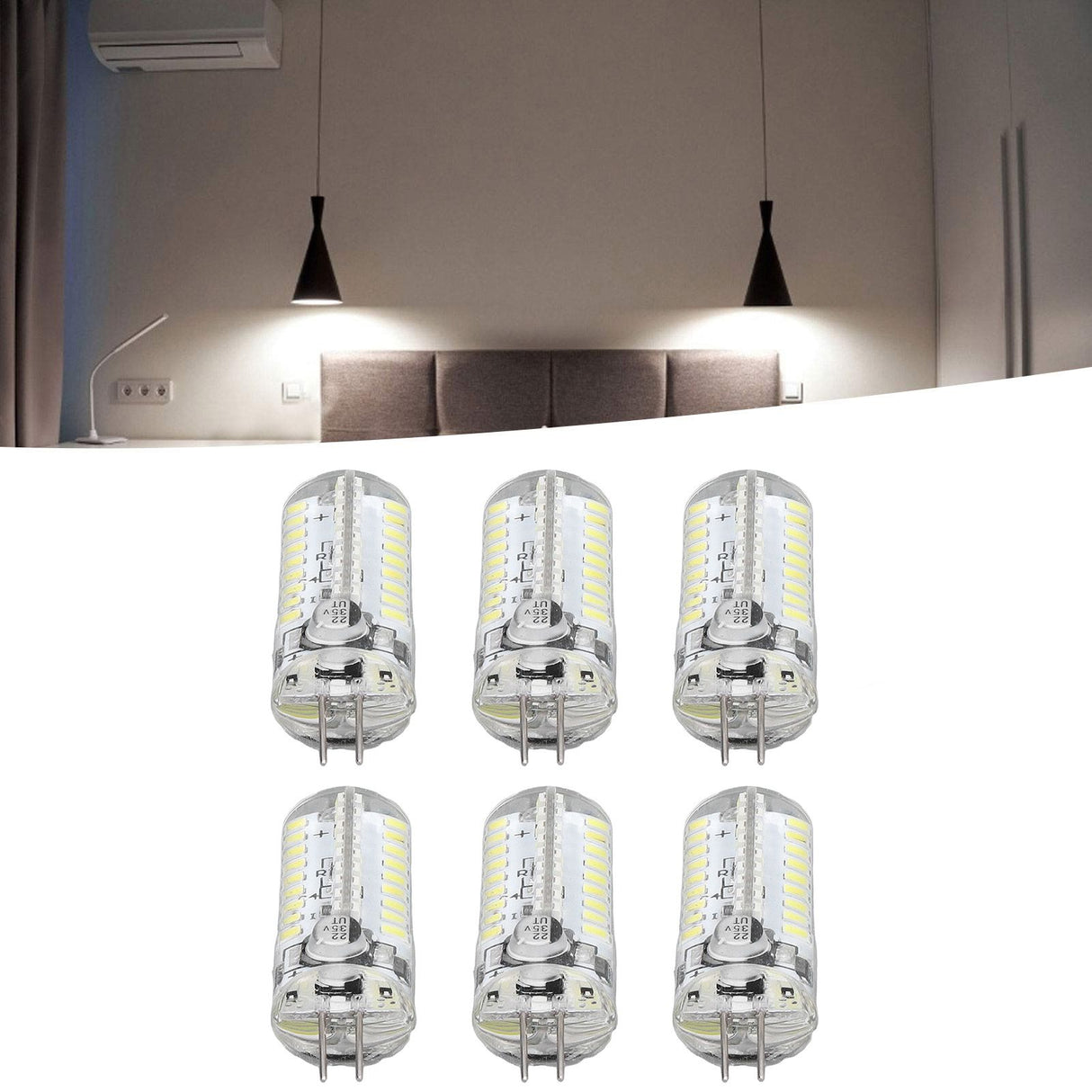 6 Pcs G4 LED Bulbs Bi Pin Base Light Bulbs 5W LED Corn Bulbs for Landscape Lighting Home Lighting Pure White 6000-6500K