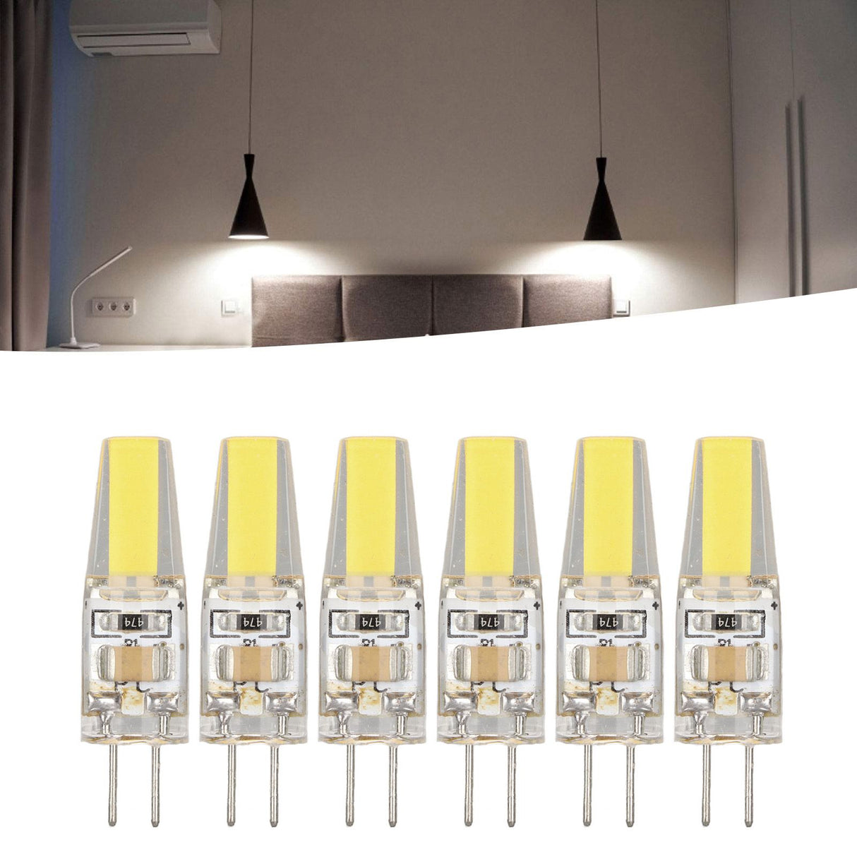 6 Pcs 6W 500LM G4 Bulb LED COB Silica Gel Energy Saving Lamp Bulb for Ceiling Lamp Wall Lamp Table Lamp 220V Cold White