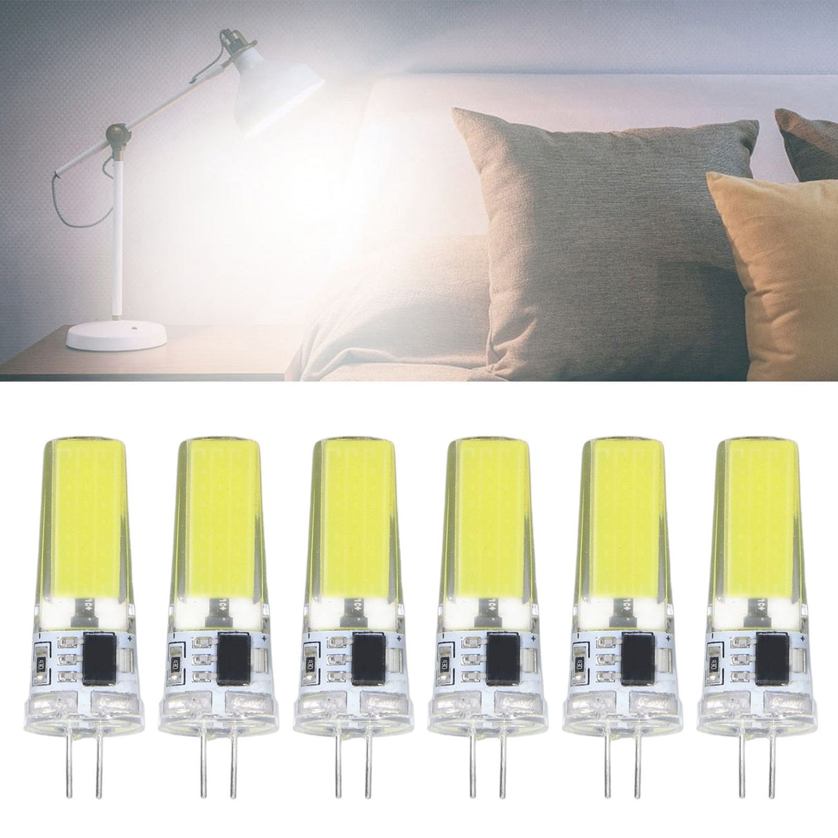 6 Pieces G4 LED Bulbs 9W Dimmable COB Lamp 500LM for Home Ceiling Landscape Chandelier Lamps 6500K White Light