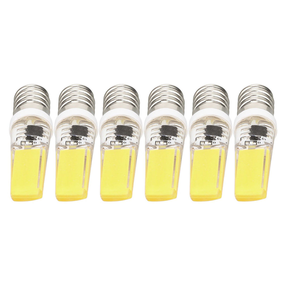 6PCS E14 COB Lamp Bulb Mini 360 Degree Lighting Heat Sinking Silicone Anti Glare for Chandelier Ceiling Light Cold White Light 6500K