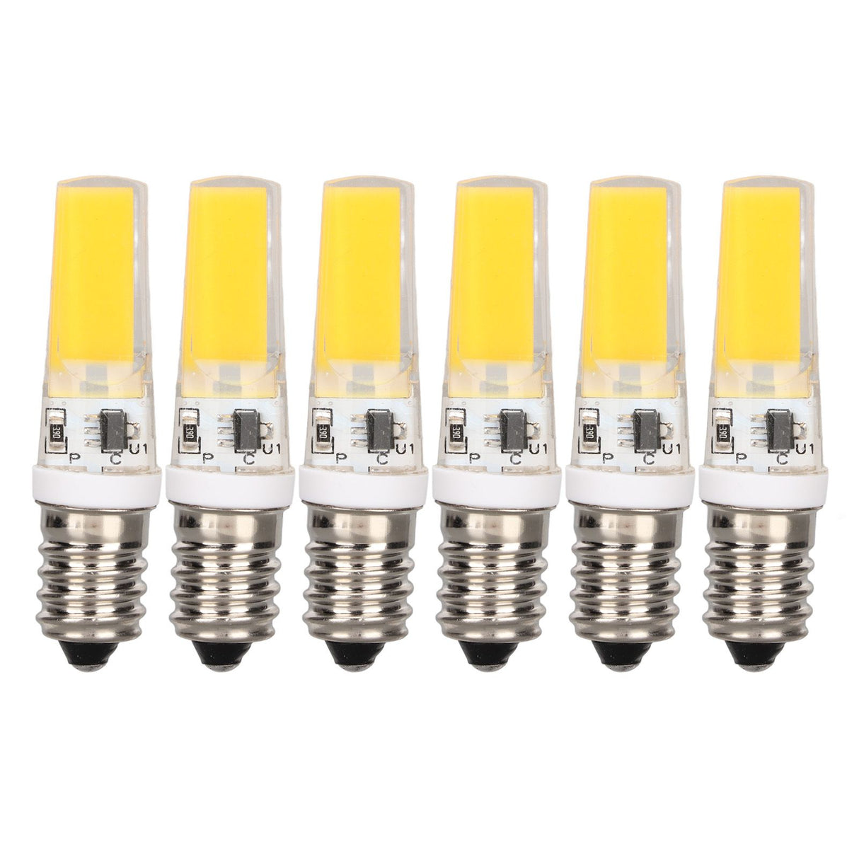 6PCS E14 COB Lamp Bulb Mini 360 Degree Lighting Heat Sinking Silicone Anti Glare for Chandelier Ceiling Light Warm White Light 3000K