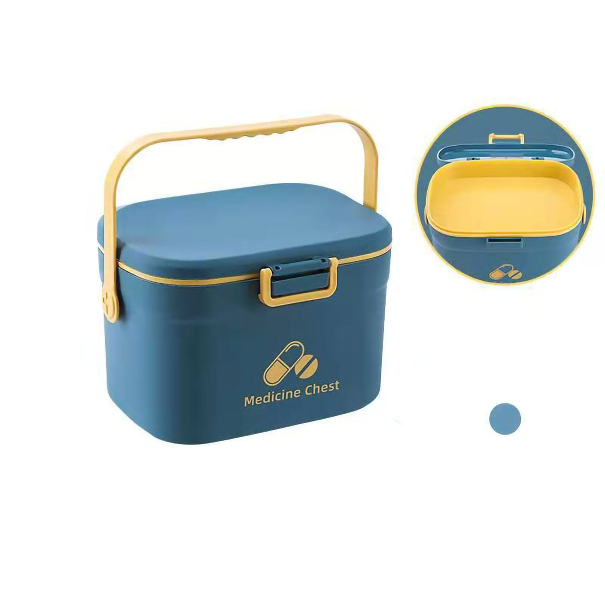 Medicine Box Pill Storage Case Sewing Tin Container PP 2 Layer Portable for Home Office Blue