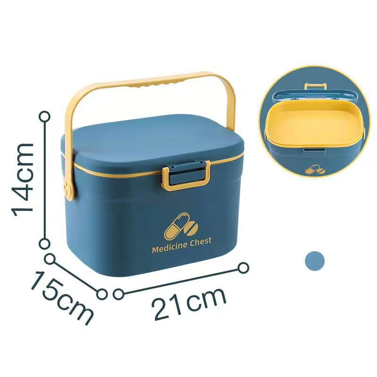 Medicine Box Pill Storage Case Sewing Tin Container PP 2 Layer Portable for Home Office Blue