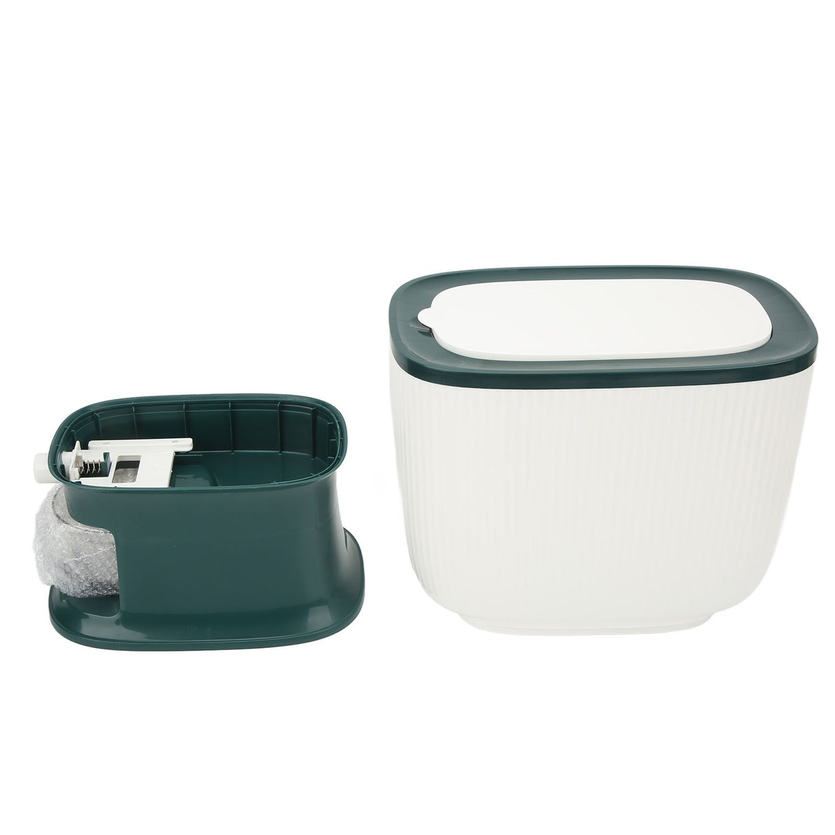 Household Rice Dispenser Large Capacity Automatic Rebound Food Grain Storage Container with Cup Green