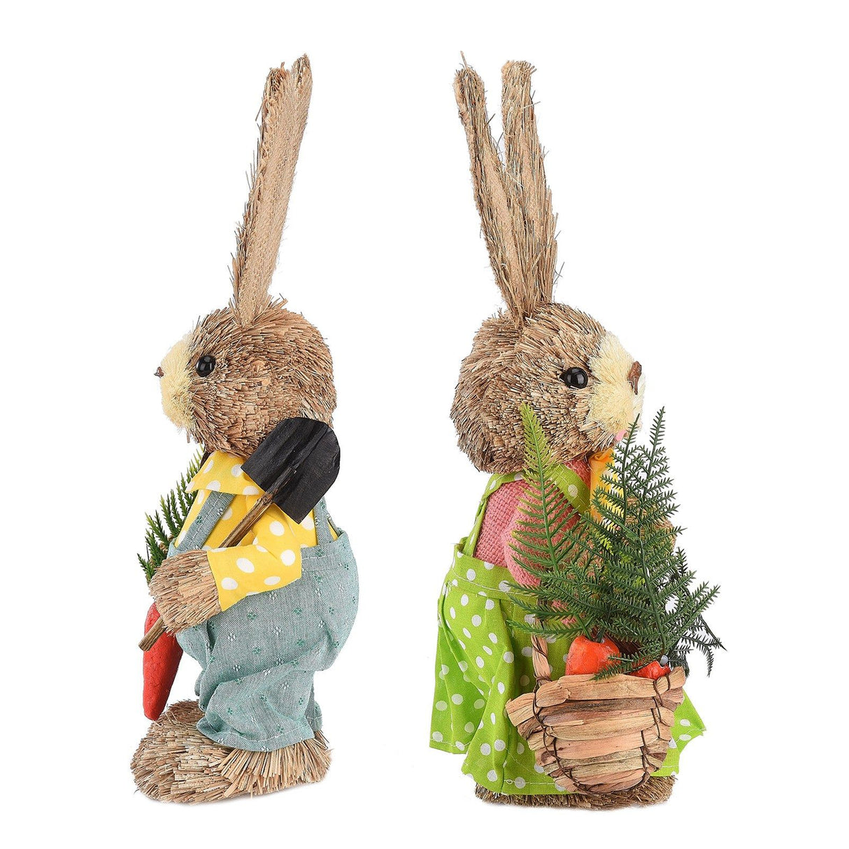 2pcs Easter Bunny Ornament Cute Rustic Rabbit Figurines Foam Decorative Bunny Home Decor 35cm