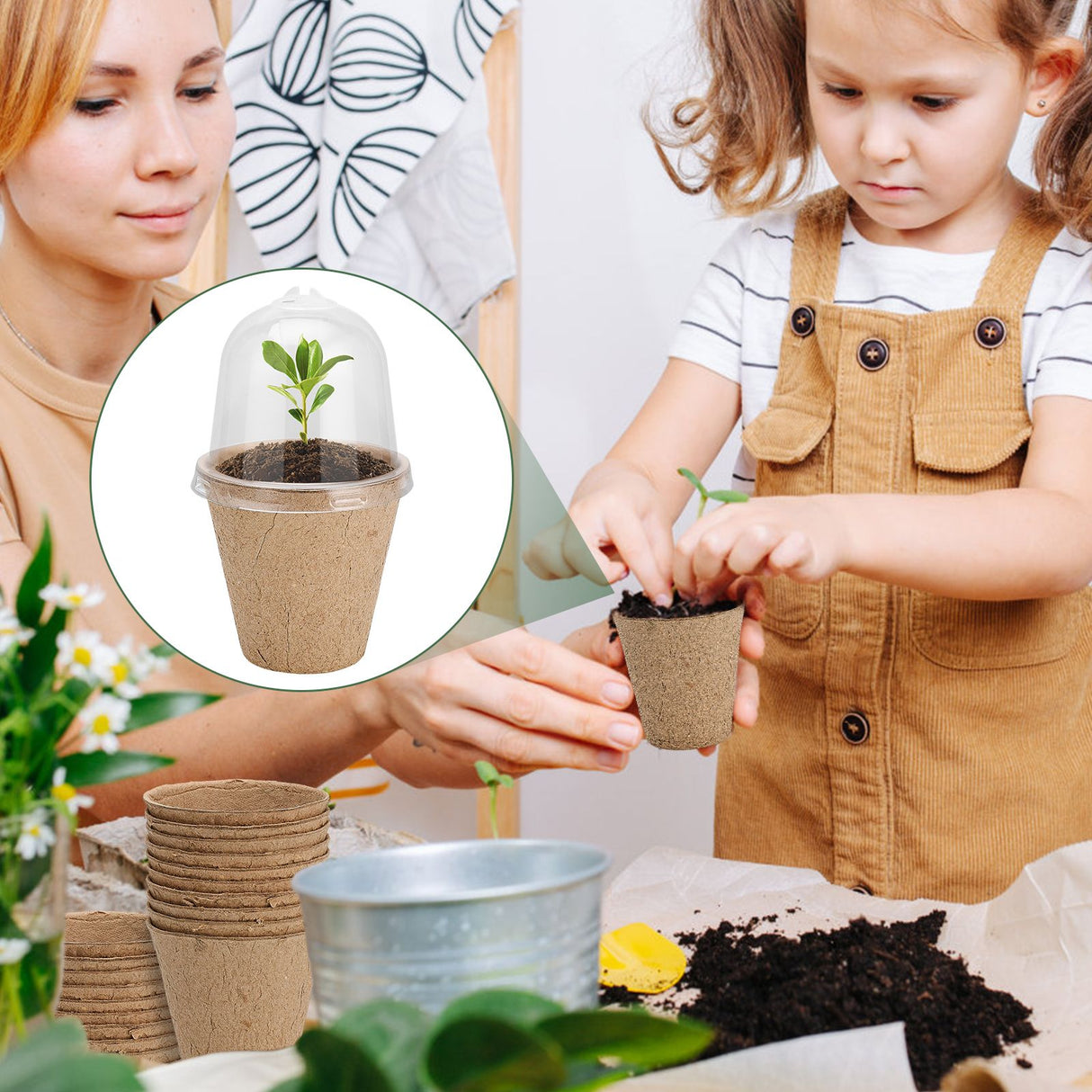 Seedling Cup Biodegradable Planter Pots With Humidity Dome Plant Nursery Pots