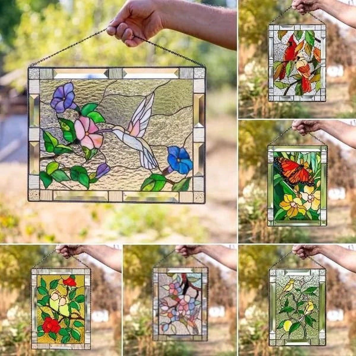 Cardinal Stained Window Panel Glass Window Hanging For Wall Decoration