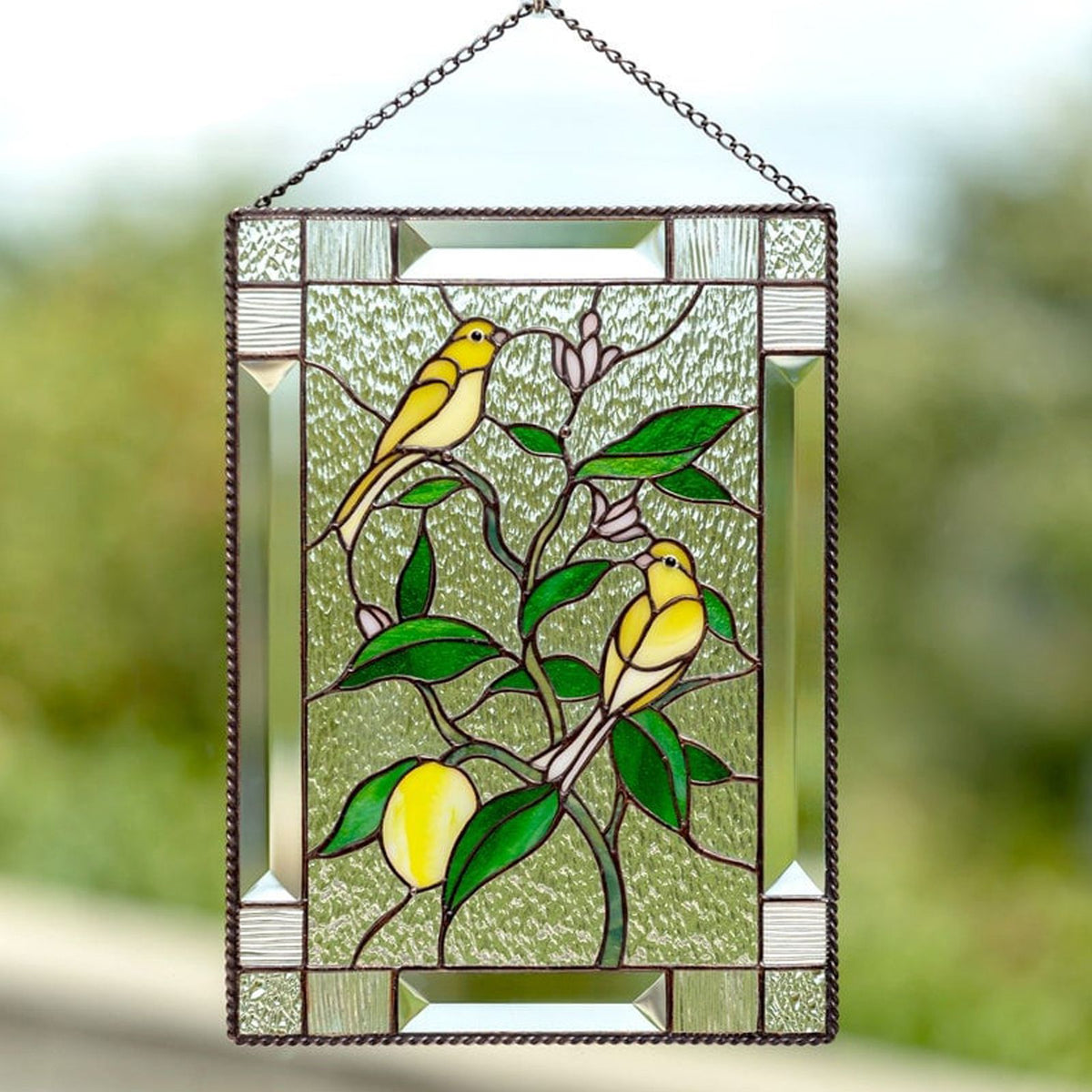 Cardinal Stained Window Panel Glass Window Hanging For Wall Decoration