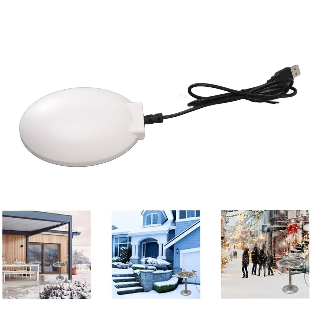 Bird Bath Deicer Thermostatically Controlled Winter Birdbath Water Heater for Outdoor Garden Courtyard White