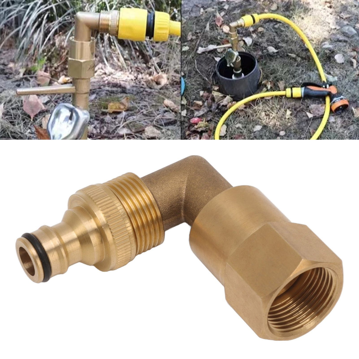 Hose Elbow Fitting Brass 3/4in Female Thread Universal Rotation Pipe Elbow Adapter Good Sealing Nipple Set for Watering