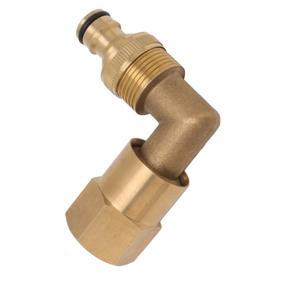 Hose Elbow Fitting Brass 3/4in Female Thread Universal Rotation Pipe Elbow Adapter Good Sealing Nipple Set for Watering