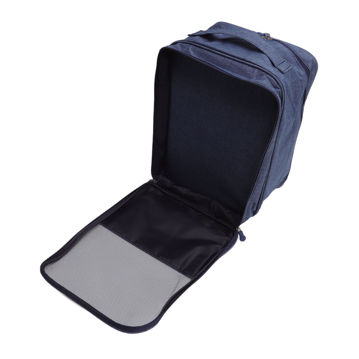 3 Layers Travel Shoe Bag Holds 3 Pair of Shoes Waterproof Portable Shoe Storage Bag for Travel Camping Daily Use Navy Blue