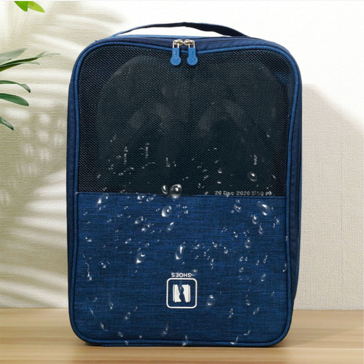 3 Layers Travel Shoe Bag Holds 3 Pair of Shoes Waterproof Portable Shoe Storage Bag for Travel Camping Daily Use Navy Blue