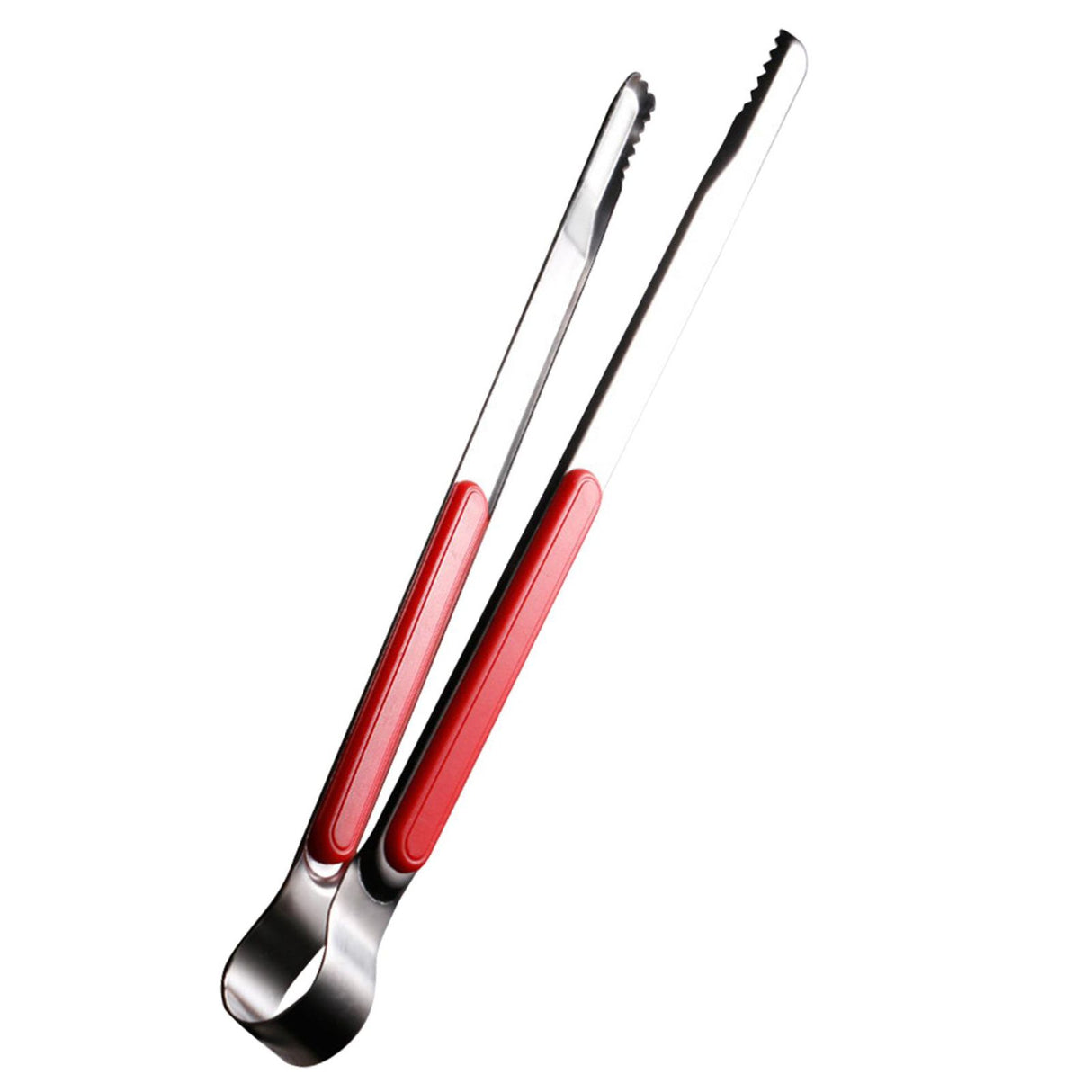 Kitchen Cooking Tong Stainless Steel Easy to Clean Teeth Mouth Steak Clip for BBQ Food 25.5cm Red