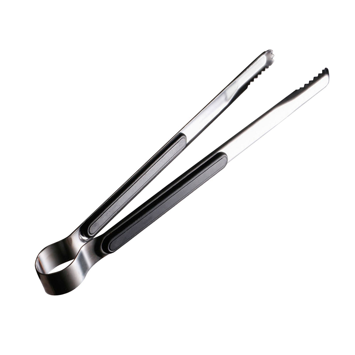 Kitchen Cooking Tong Stainless Steel Easy to Clean Teeth Mouth Steak Clip for BBQ Food 25.5cm Black