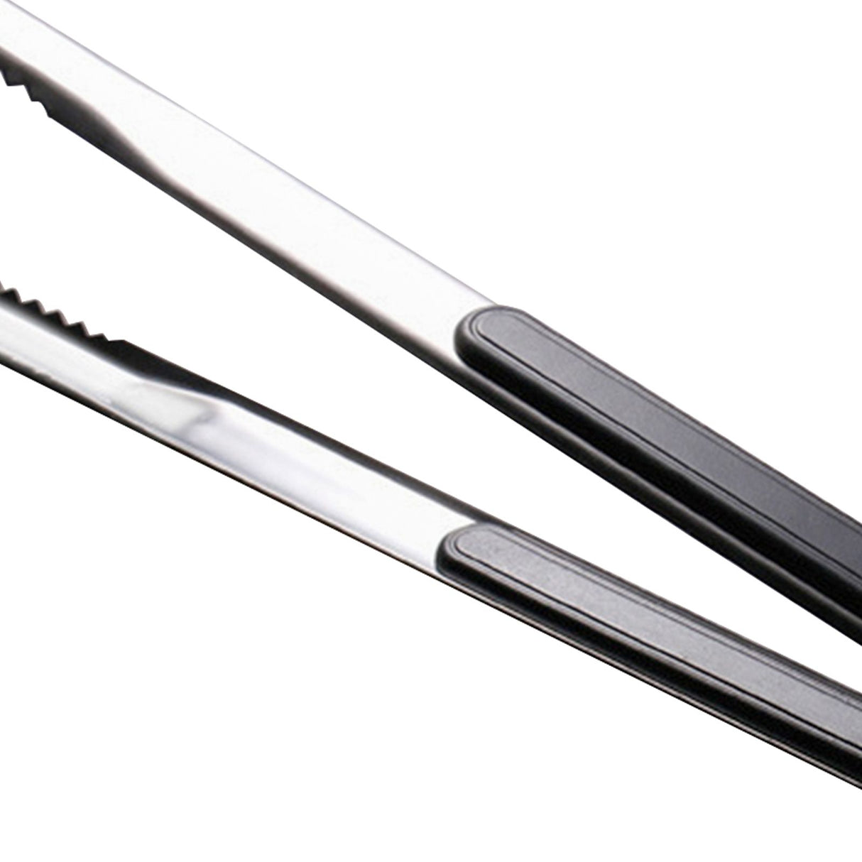 Kitchen Cooking Tong Stainless Steel Easy to Clean Teeth Mouth Steak Clip for BBQ Food 25.5cm Black