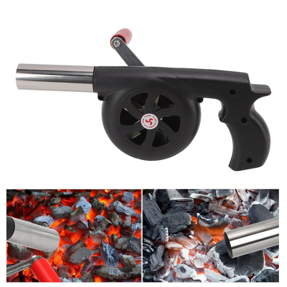 Hand Crank BBQ Blower Lightweight Portable ABS Barbecue Fan for Camping Picnic Fireplace