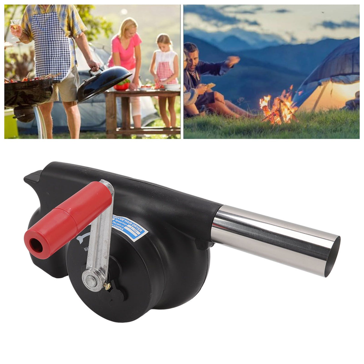 Hand Crank BBQ Blower Lightweight Portable ABS Barbecue Fan for Camping Picnic Fireplace