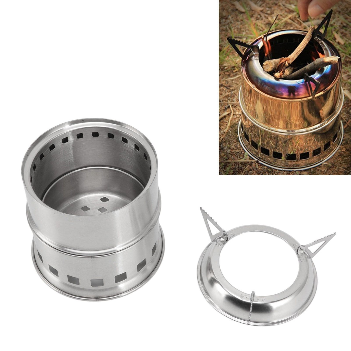 Mini Alcohol Stove for Camping Hiking Stainless Steel Campfire Stove With Storage Bag Round