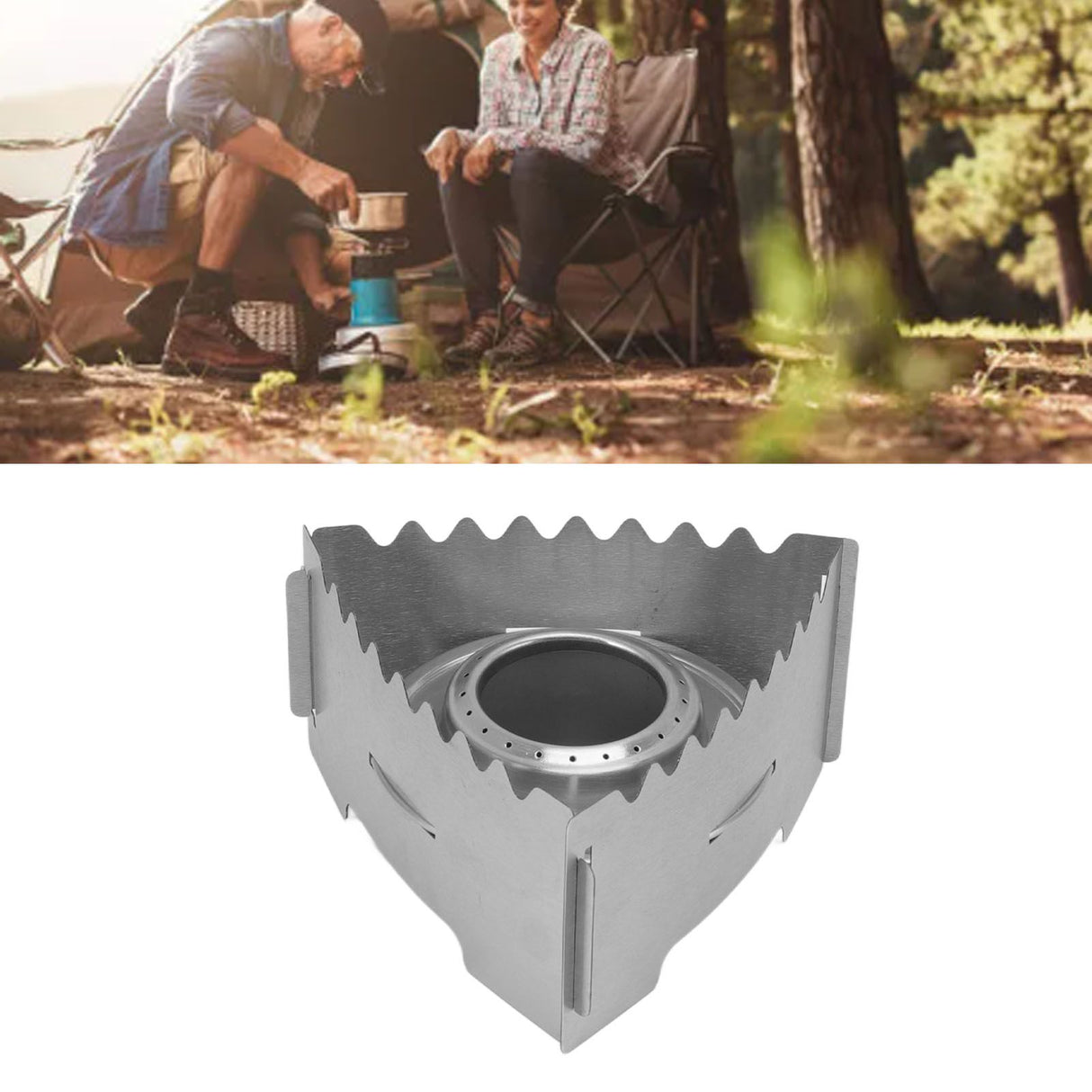 Outdoor Portable Camping Stove Stainless Steel Mini Backpacking Stove for Camping Hiking Backpacking BBQ B
