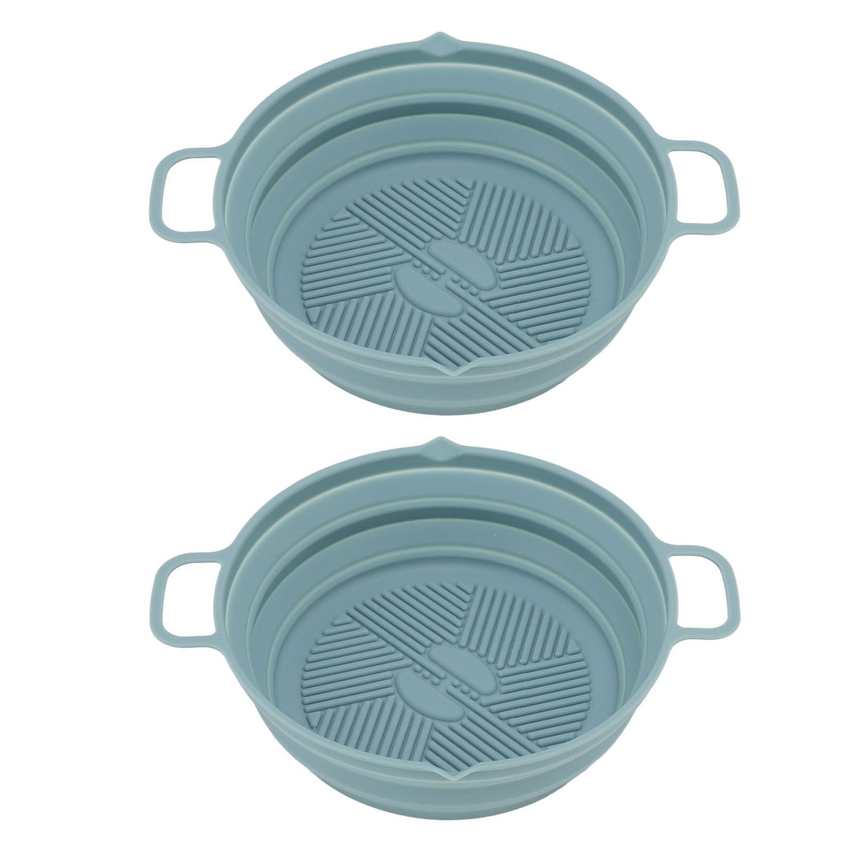 2pcs Fryer Silicone Liner Collapsible Food Grade Silicone Pot for Air Cooker Round Fryer Silicone Basket Blue