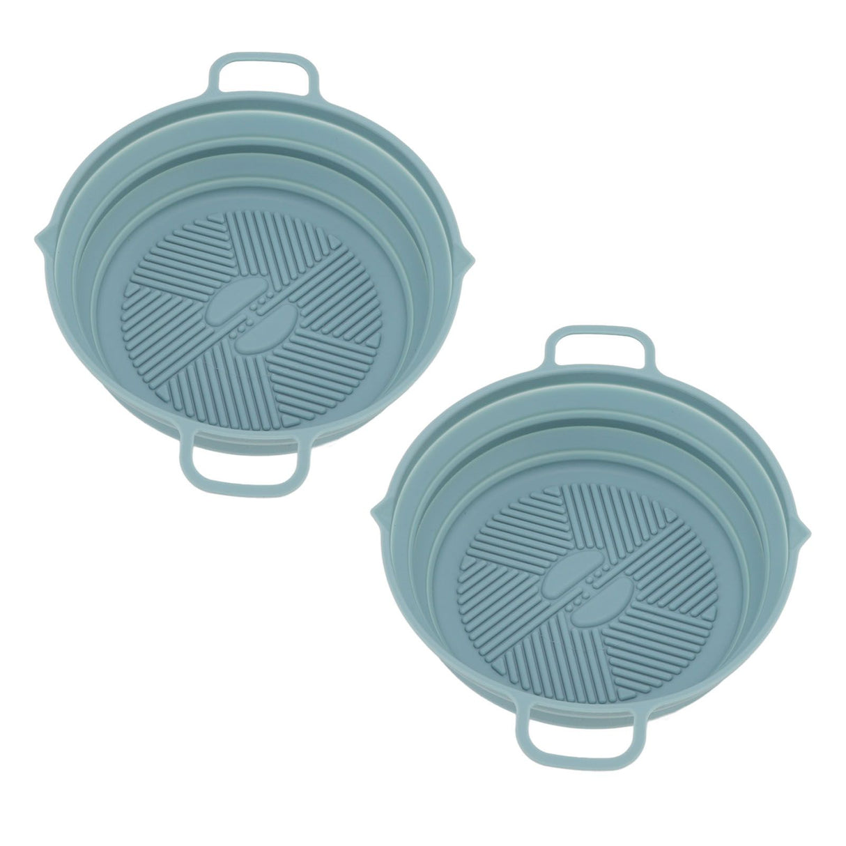 2pcs Fryer Silicone Liner Collapsible Food Grade Silicone Pot for Air Cooker Round Fryer Silicone Basket Blue