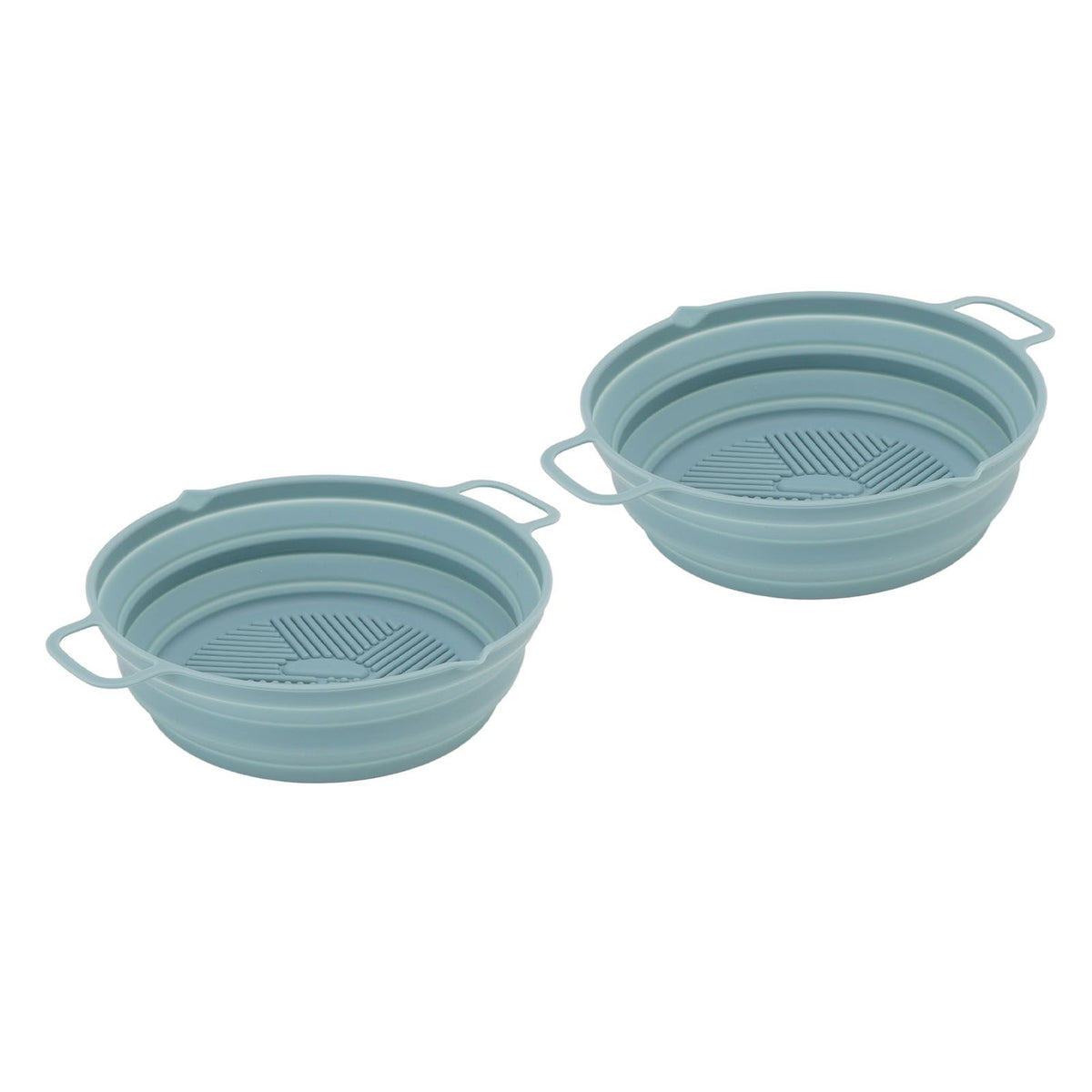2pcs Fryer Silicone Liner Collapsible Food Grade Silicone Pot for Air Cooker Round Fryer Silicone Basket Blue