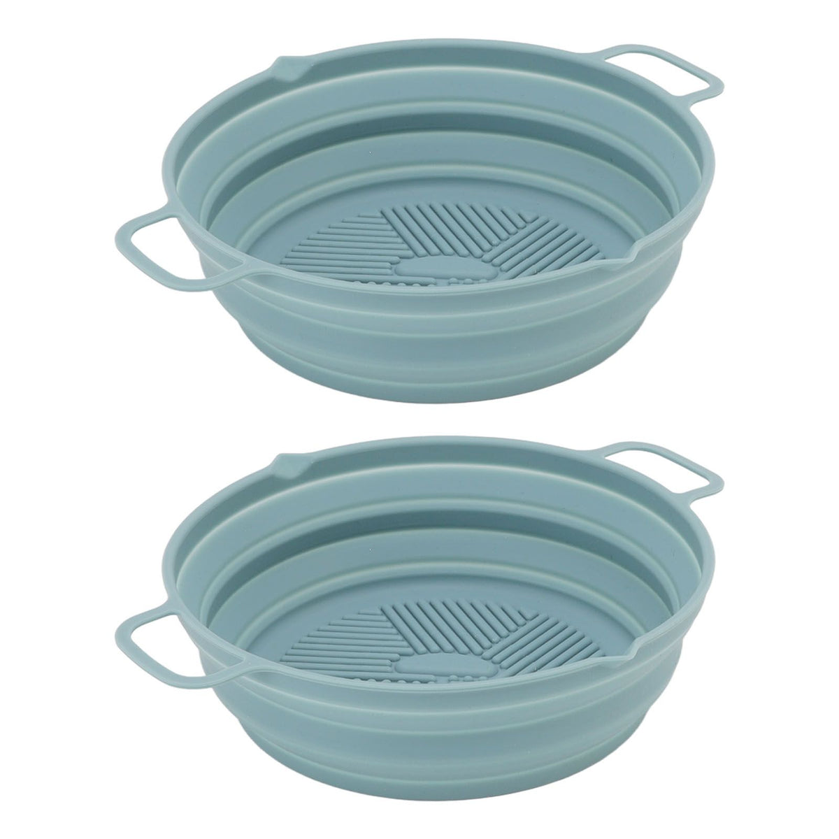 2pcs Fryer Silicone Liner Collapsible Food Grade Silicone Pot for Air Cooker Round Fryer Silicone Basket Blue