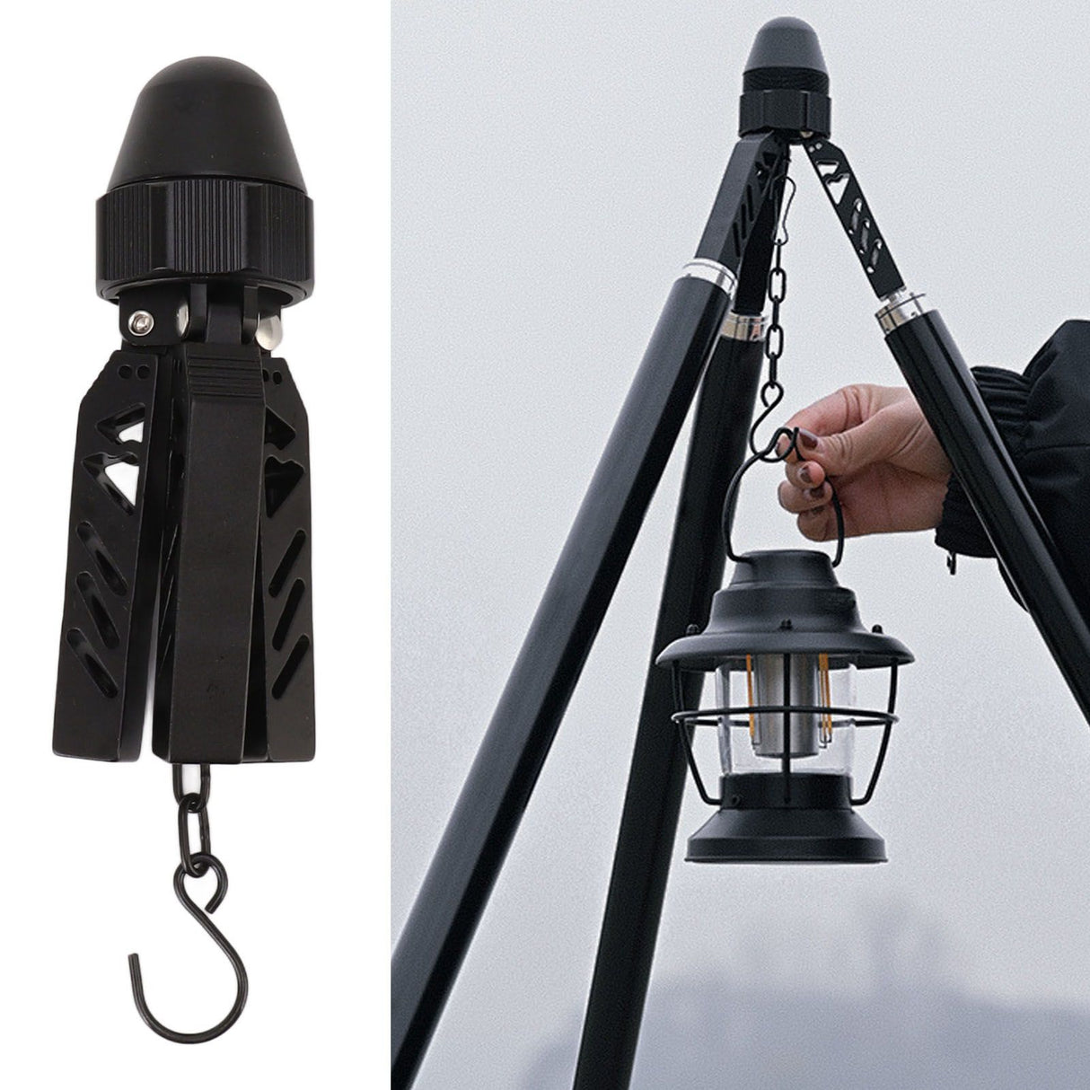 Camping Tripod Aluminum Alloy Stable Multifunctional Black A Shaped Tent Support Pole for Outdoor