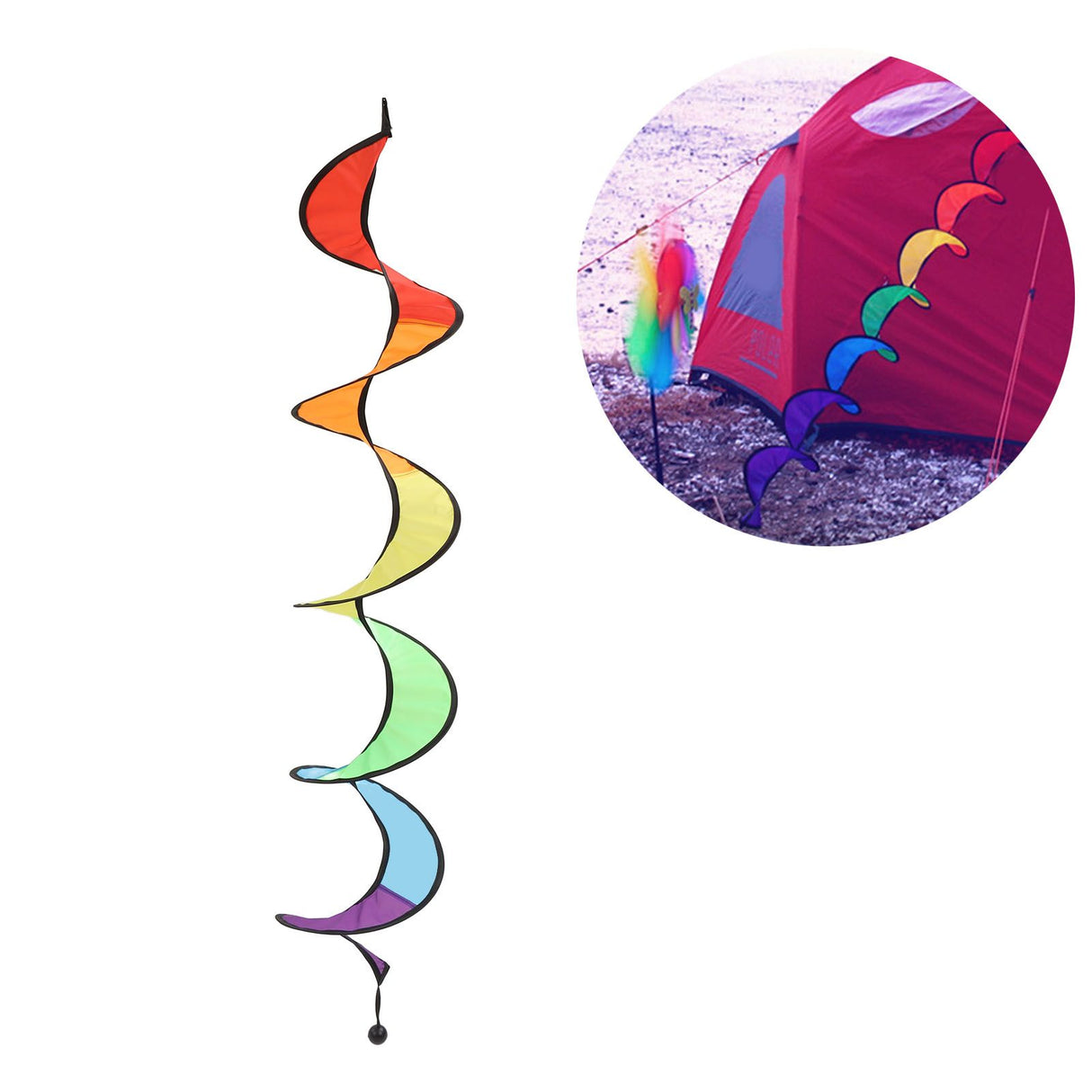 Wind Spinner Foldable Colorful Spiral Rainbow Wind Sculpture Spinner Hanging Curly Spinner Yard Garden Decoration