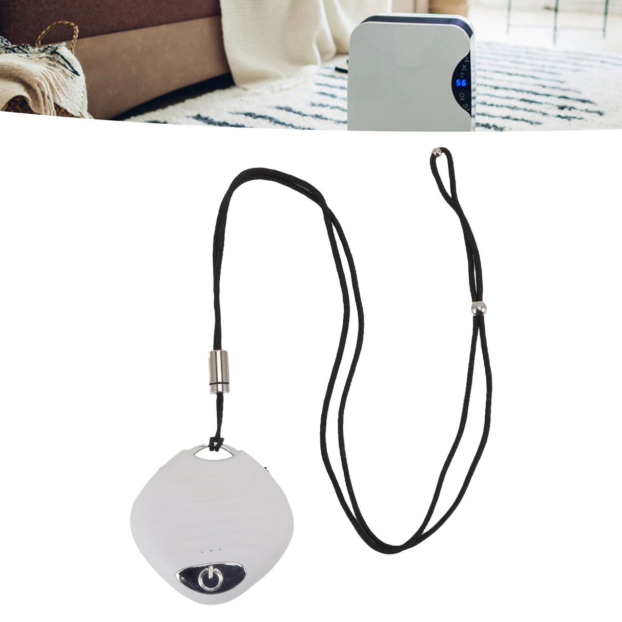 Mini Wearable Air Purifier Smoke Odor Removal Portable Negative Ion Air Purifier Necklace for Car Travel White