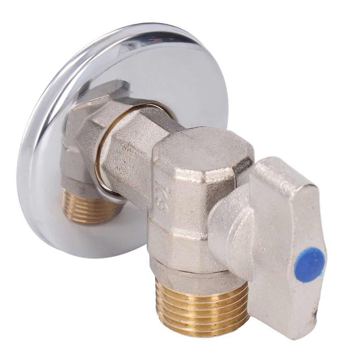 G1/2 Thread Brass Triangle Valve Large Flow Cold Hot Water Angle Stop Valve for Kitchen Bathroom Blue