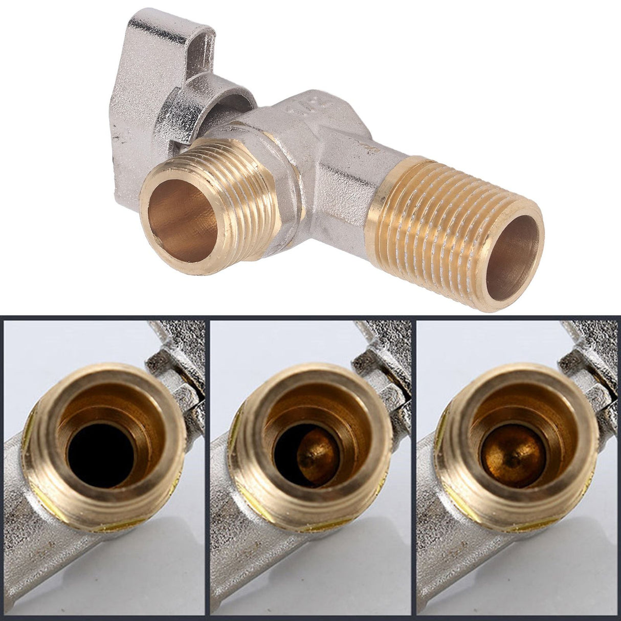 G1/2 Thread Brass Triangle Valve Large Flow Cold Hot Water Angle Stop Valve for Kitchen Bathroom Blue