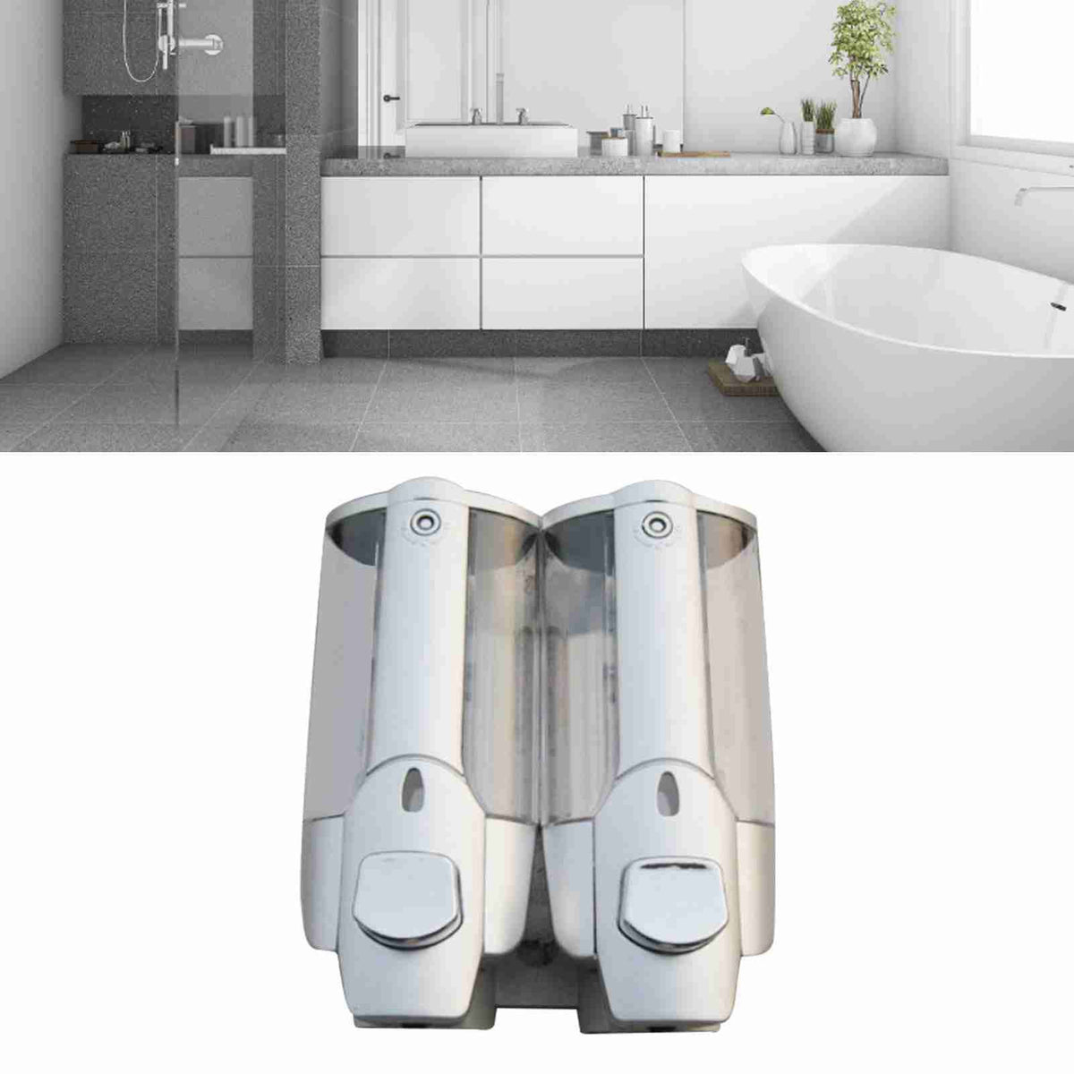 2pcs Shower Shampoo Dispenser Multipurpose Wall Mounted Soap Dispenser for Home Kitchen Bathroom 350ml