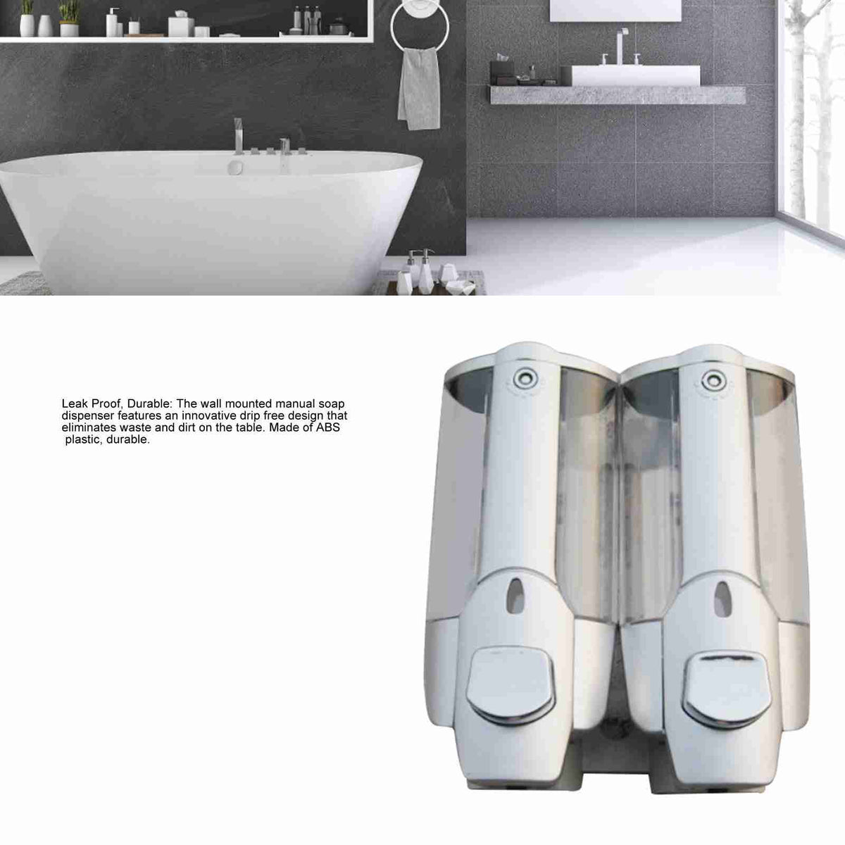 2pcs Shower Shampoo Dispenser Multipurpose Wall Mounted Soap Dispenser for Home Kitchen Bathroom 350ml