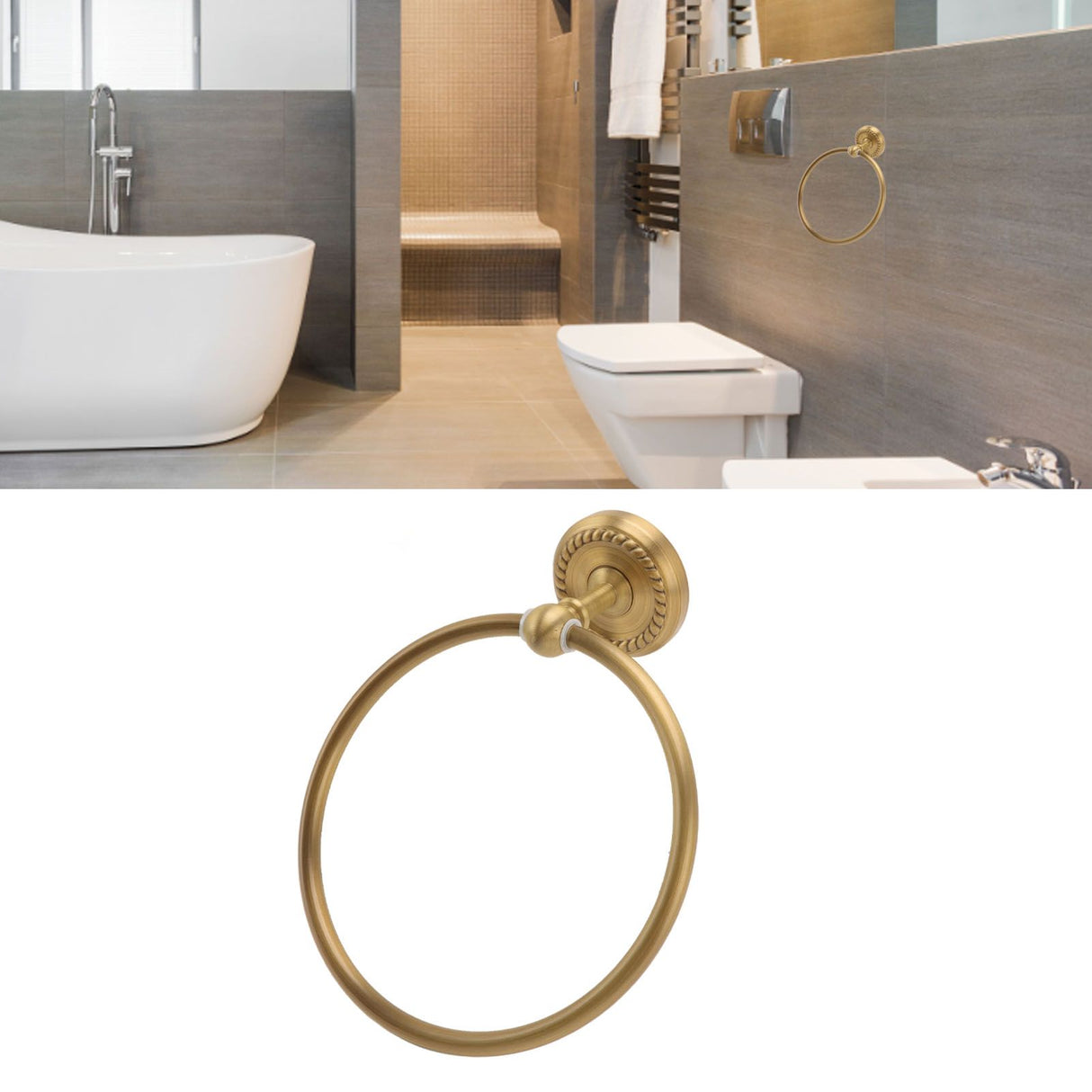 Towel Ring Antique Style Brass Stainless Steel High Hardness Durable Rustproof Hand Towel Holder for Bathroom