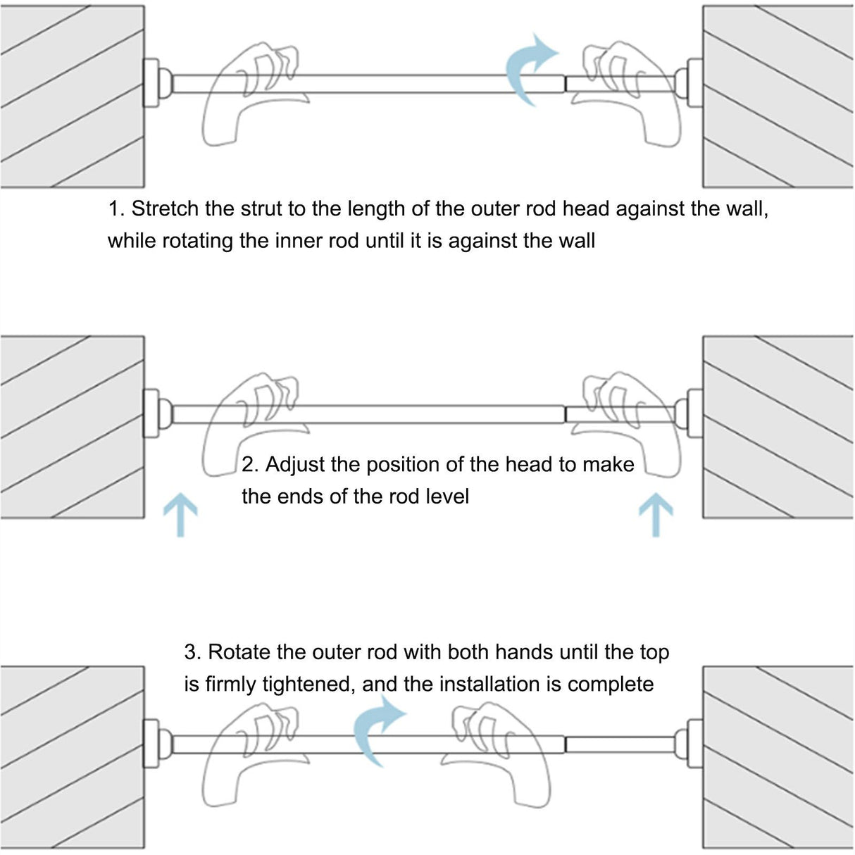 Adjustable Closet Rod Stainless Steel Punch Free Retractable Clothes Drying Rod for Bathroom Bedroom Closet 25 Tubes 55‑85cm
